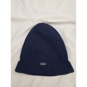 Patagonia Beanie Hat Navy Blue Mens Cuffed Knitted Hiking Cap